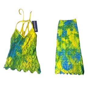 Vibrant Yellow and Blue Two-Piece Set